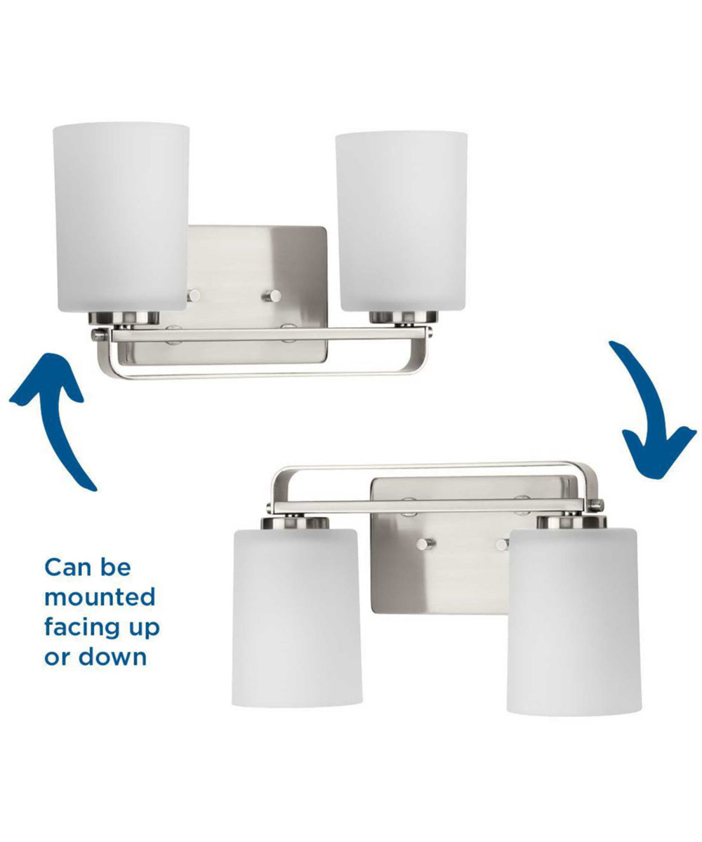 League 2-Light Etched Glass Modern Farmhouse Bath Vanity Light Brushed Nickel