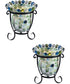 5.5 Inch H Blue Bubble 2-Pack Mosaic Art Glass Candle Votive Set