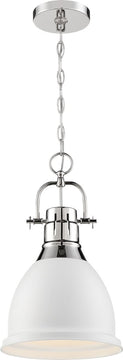 10"W Watson 1-Light Pendant Polished Nickel / White