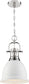 10"W Watson 1-Light Pendant Polished Nickel / White