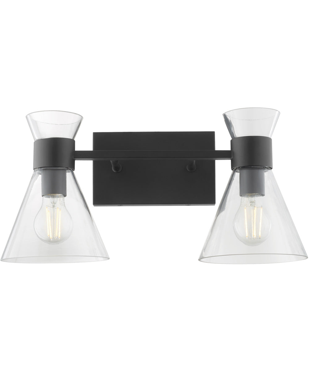 Beldar 2-light Bath Vanity Light Matte Black w/ Clear Glass