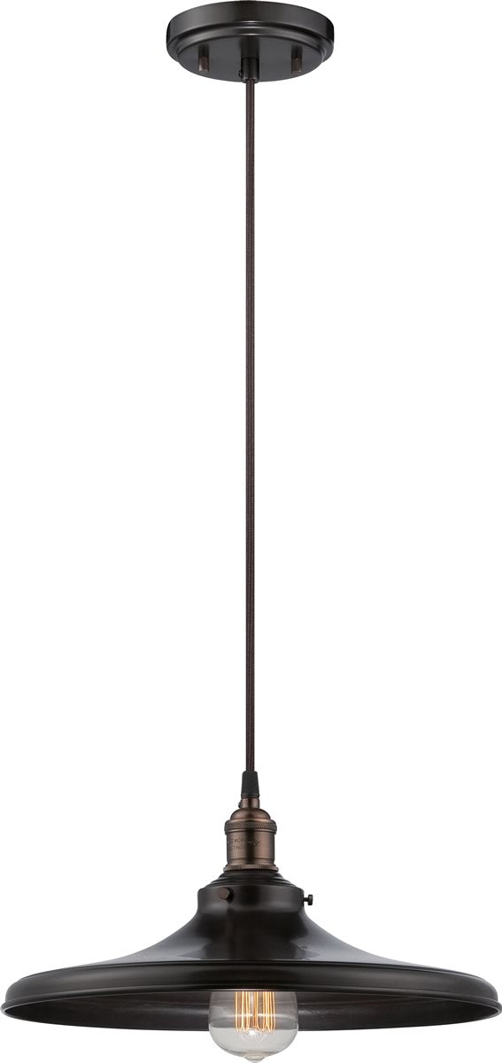 14"W Vintage 1-Light Pendant Rustic Bronze
