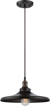 14"W Vintage 1-Light Pendant Rustic Bronze