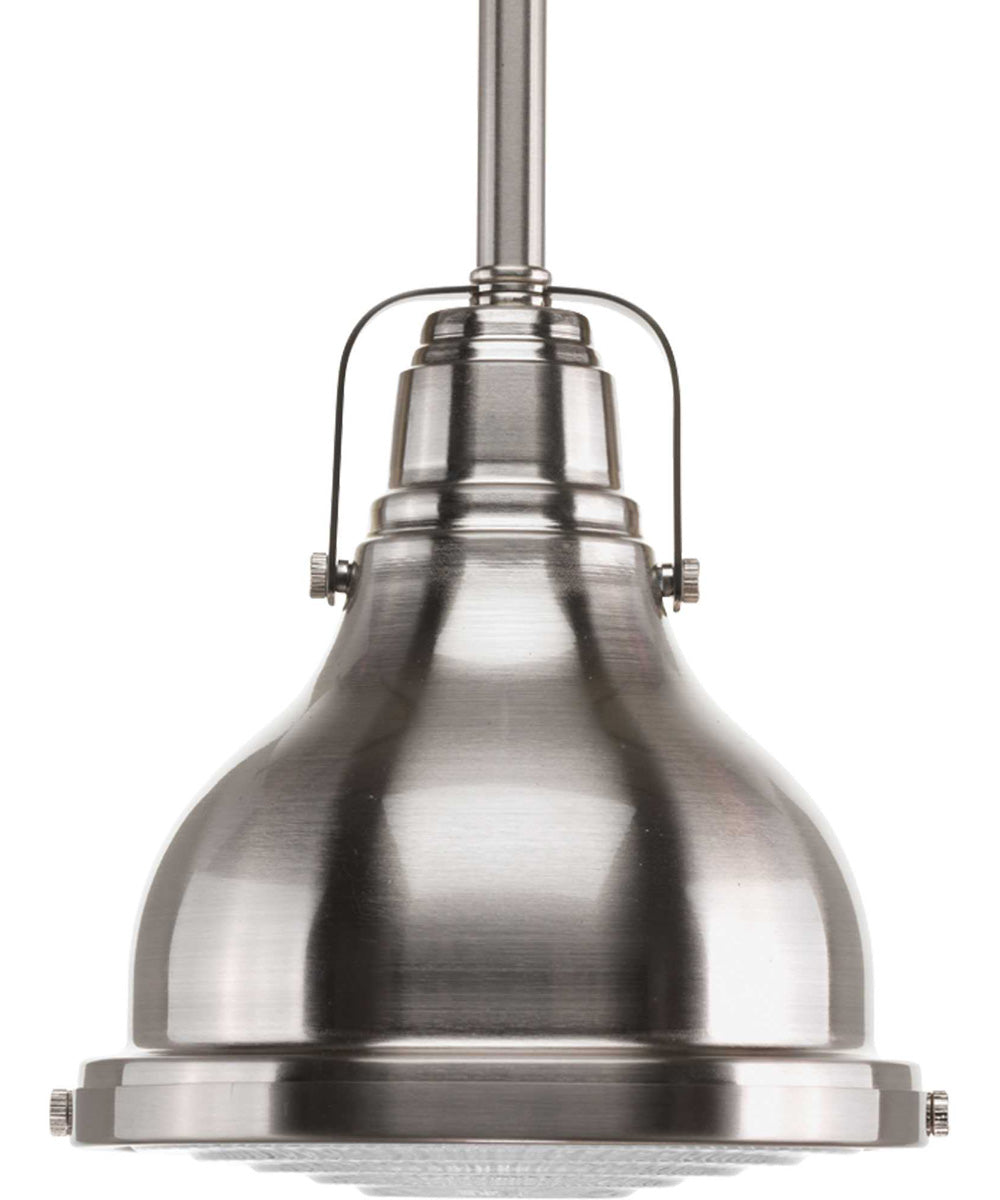 Fresnel Lens 1-Light Clear Fresnel Glass Coastal Mini-Pendant Light Brushed Nickel