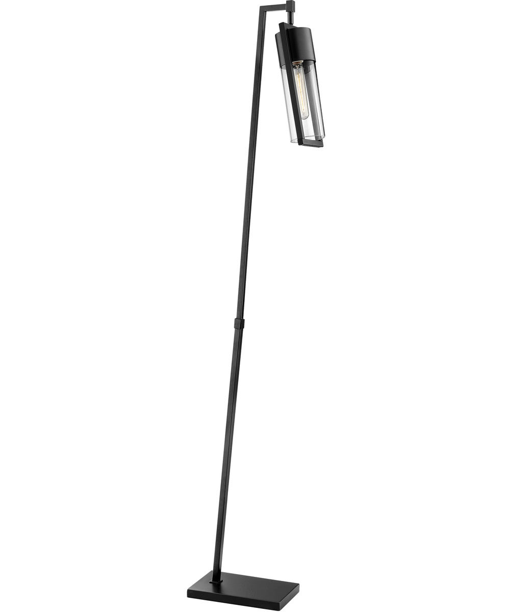 Norman 1-Light Floor Lamp Black/Clear Glass Shade