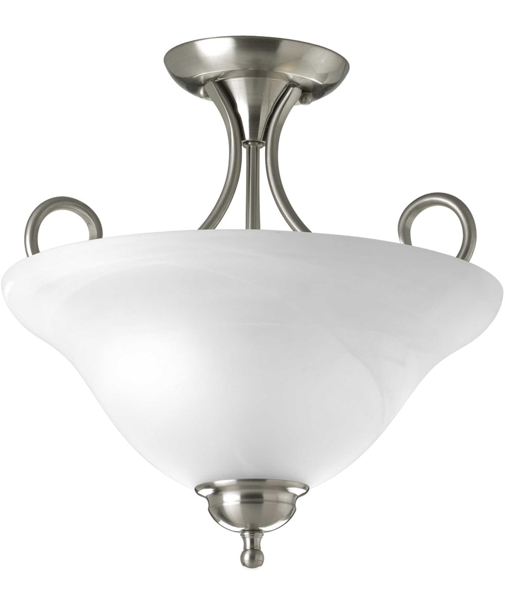 2-Light 13-1/4" Semi-Flush Brushed Nickel