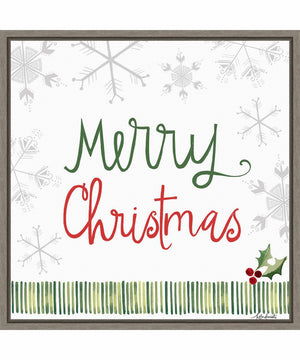 Framed Merry Christmas by Katie Doucette Canvas Wall Art Print (22  W x 22  H), Sylvie Greywash Frame