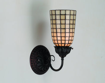 5"W Geometric Beige Wall Sconce