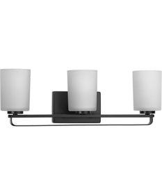League 3-Light Etched Glass Modern Farmhouse Bath Vanity Light Matte Black