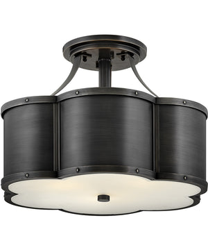 Chance 3-Light Medium Semi-flush Mount in Blackened Brass