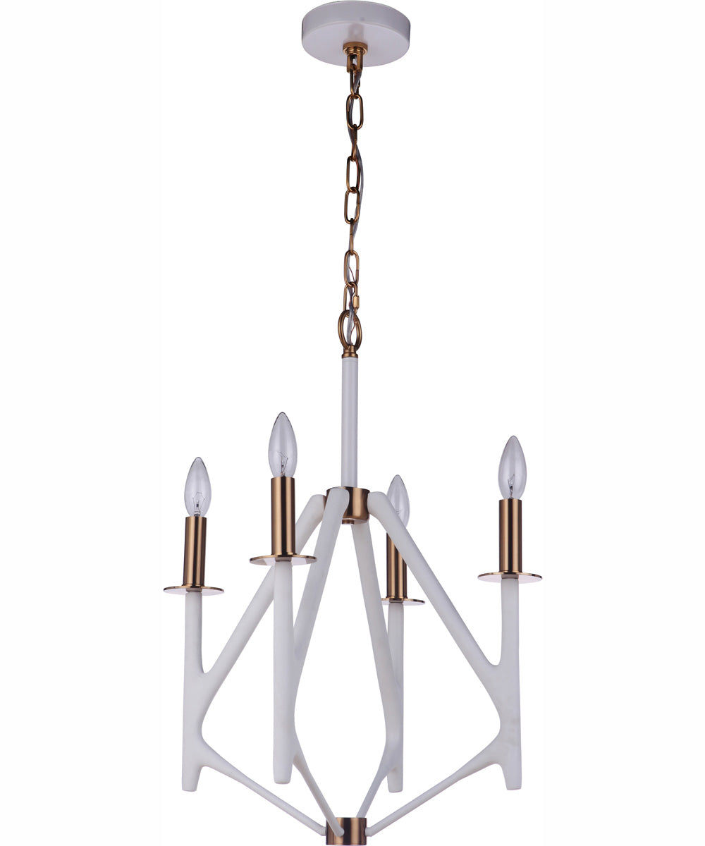 The Reserve 4-Light Foyer Matte White / Satin Brass