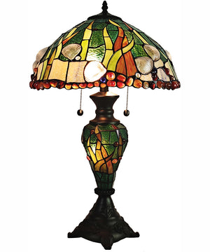 Coral Seashells Tiffany Table Lamp With Night Light