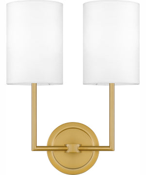 Quoizel Wood Small 2-light Wall Sconce Aged Brass
