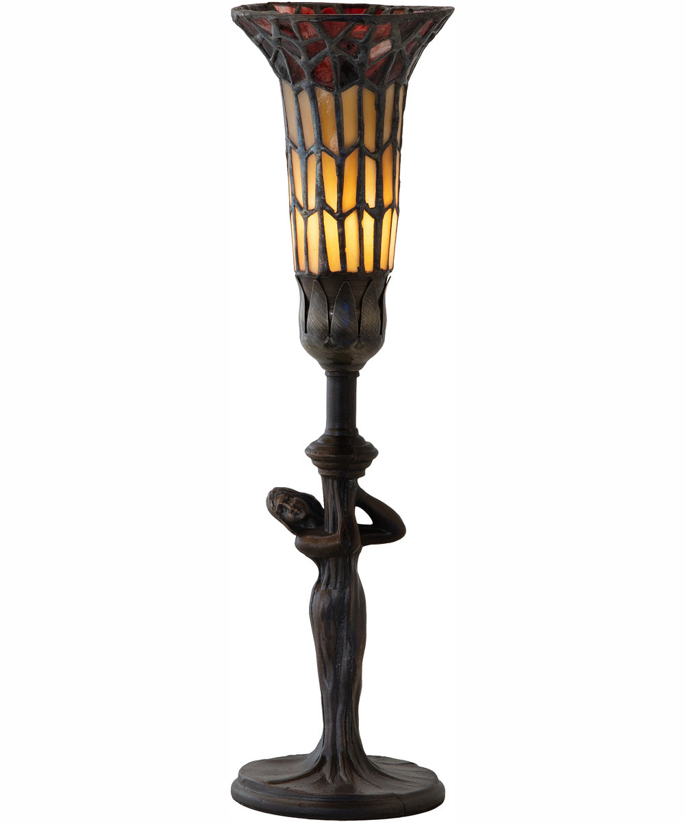15" High Stained Glass Pond Lily Nouveau Lady Accent Lamp