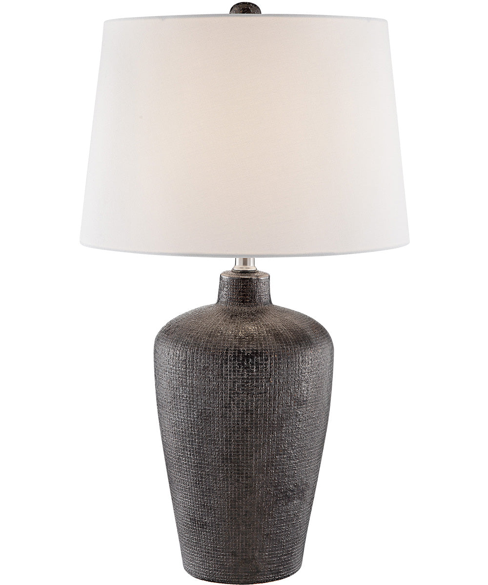 Clayton 1-Light Table Lamp Bronze Finished/White Fabric Shade