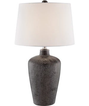 Clayton 1-Light Table Lamp Bronze Finished/White Fabric Shade