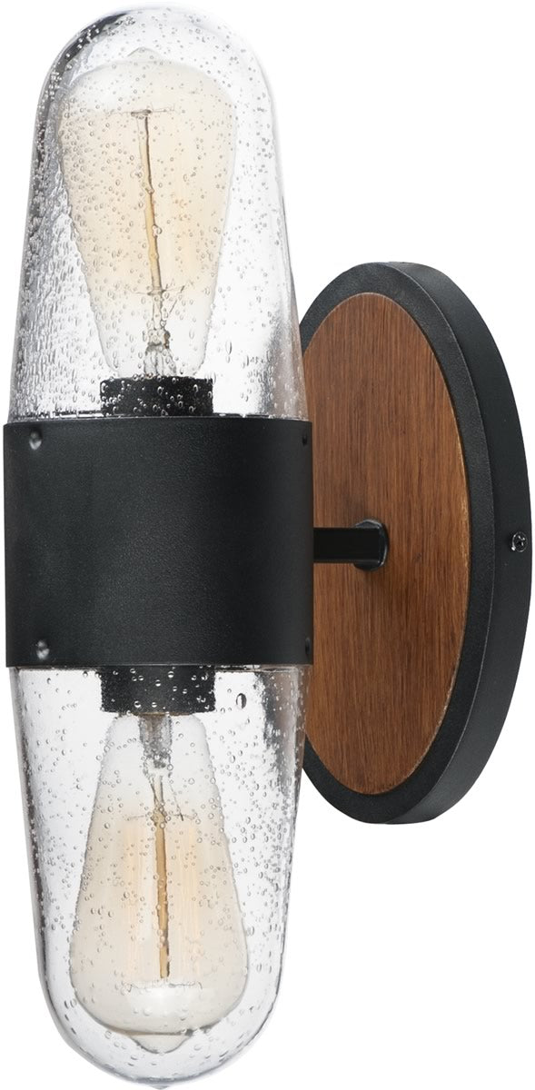 15"H Lido 2-Light Outdoor Wall Sconce Antique Pecan / Black