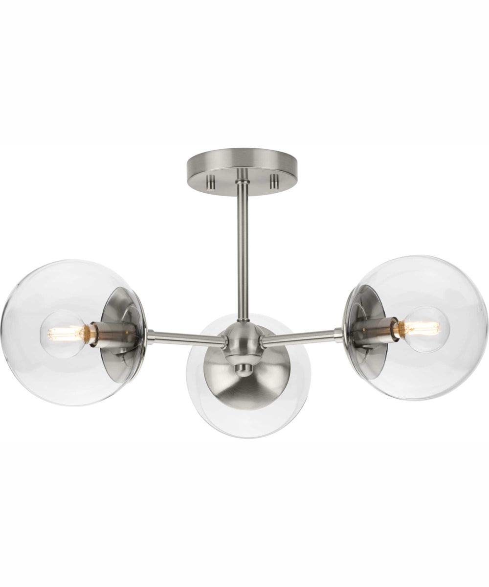 Atwell 3-Light Mid-Century Modern Semi-Flush Mount Brushed Nickel