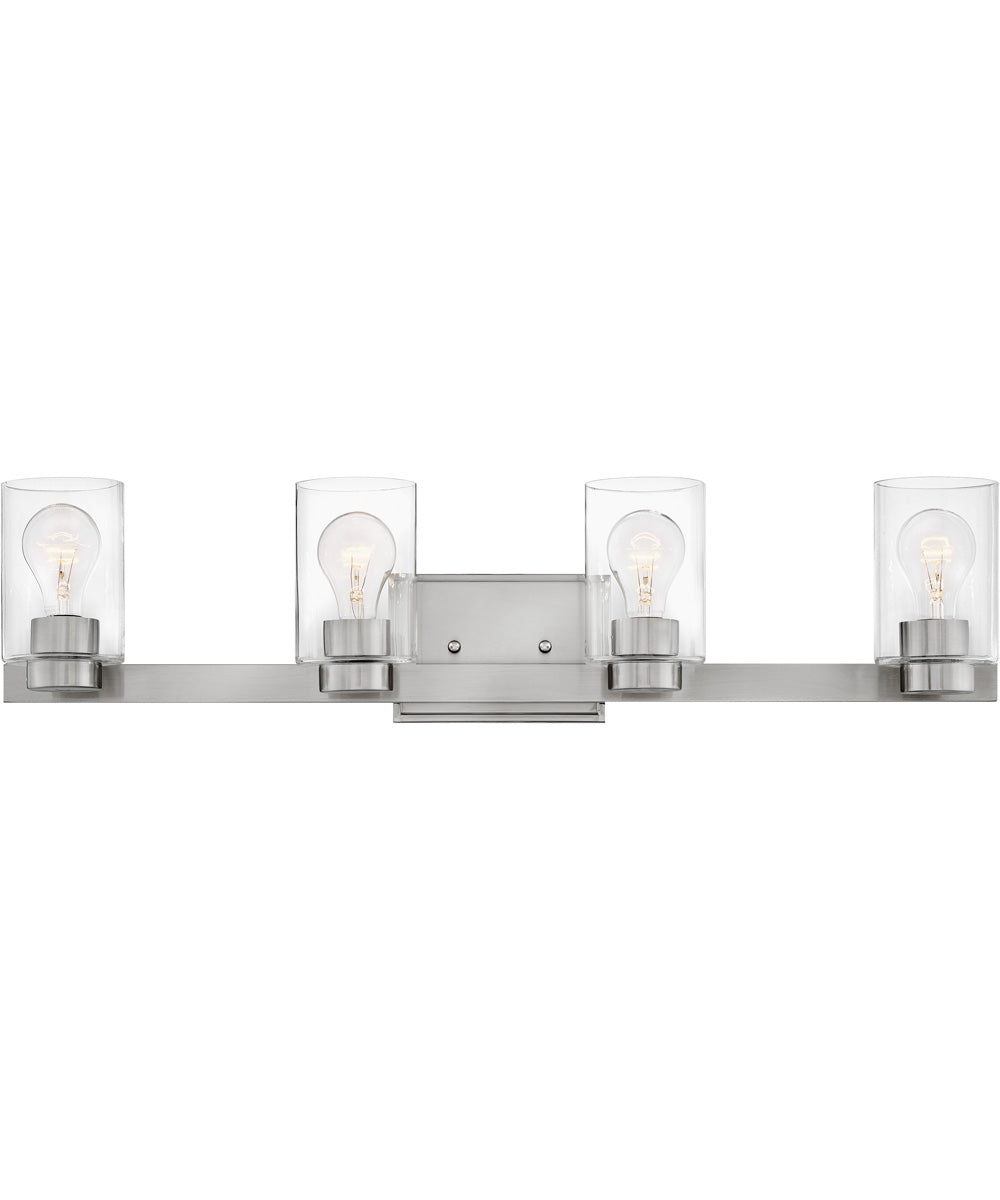 Miley 4-Light Vanity in Brushed Nickel with Clear glass