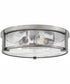 Lowell 3-Light Large Flush Mount in Antique Nickel with Clear glass
