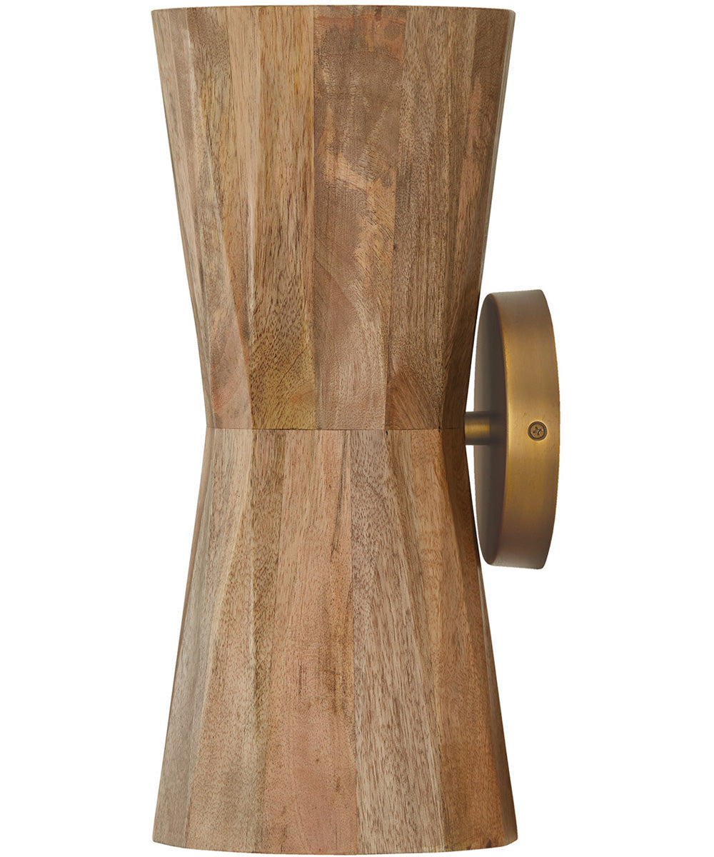 Nadeau 2-Light Sconce Light Wood and Patinaed Brass