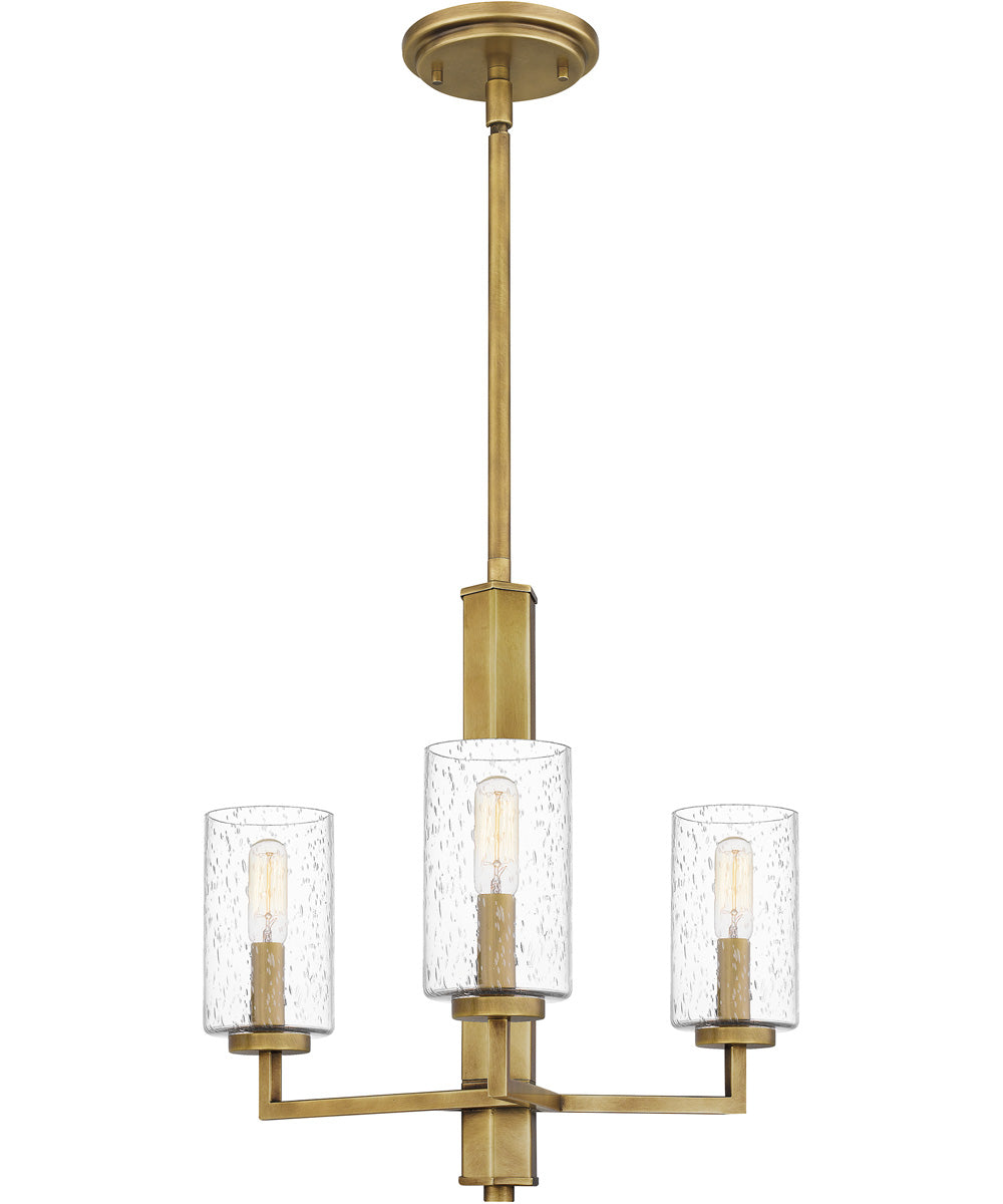 Sunburst 3-light Chandelier Weathered Brass
