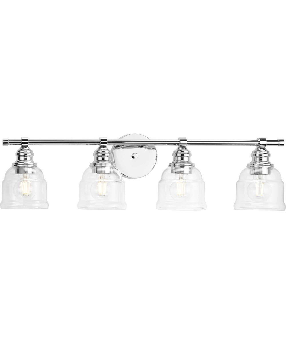 Ambrose 4-Light Farmhouse Clear Glass Bath Vanity Light Polished Chrome