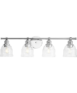 Ambrose 4-Light Farmhouse Clear Glass Bath Vanity Light Polished Chrome