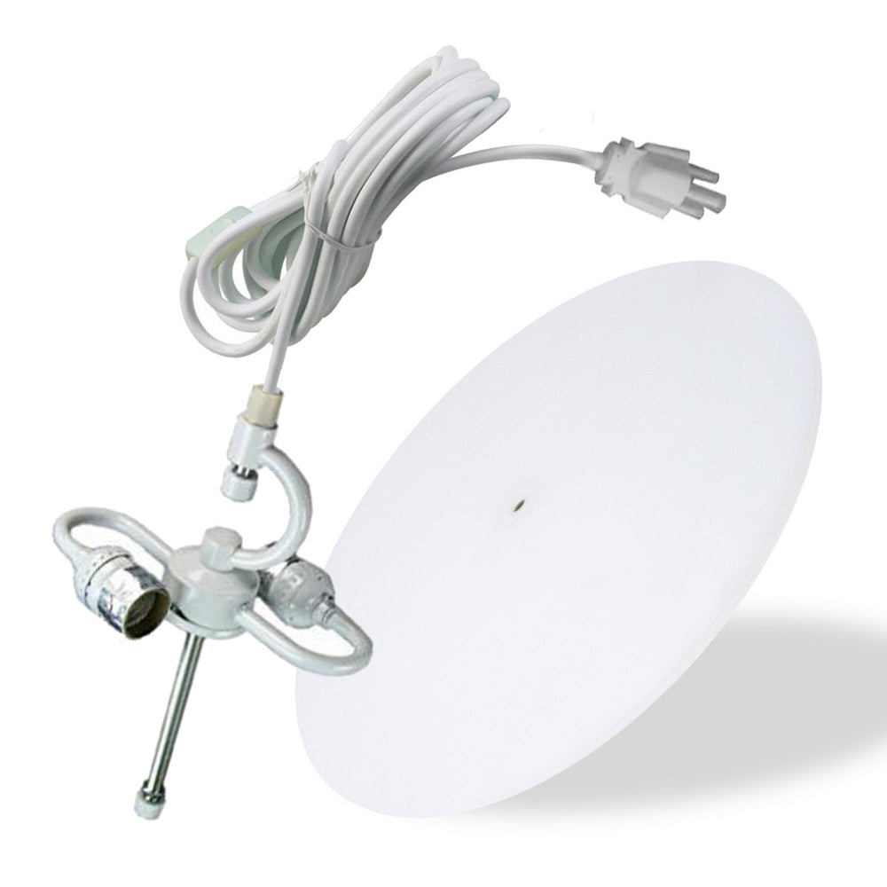 2 Light Swag Plug-In Pendant 17"w White Shantung with Diffuser, White Cord