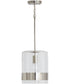 1-Light Pendant In Polished Nickel With Clear Glass