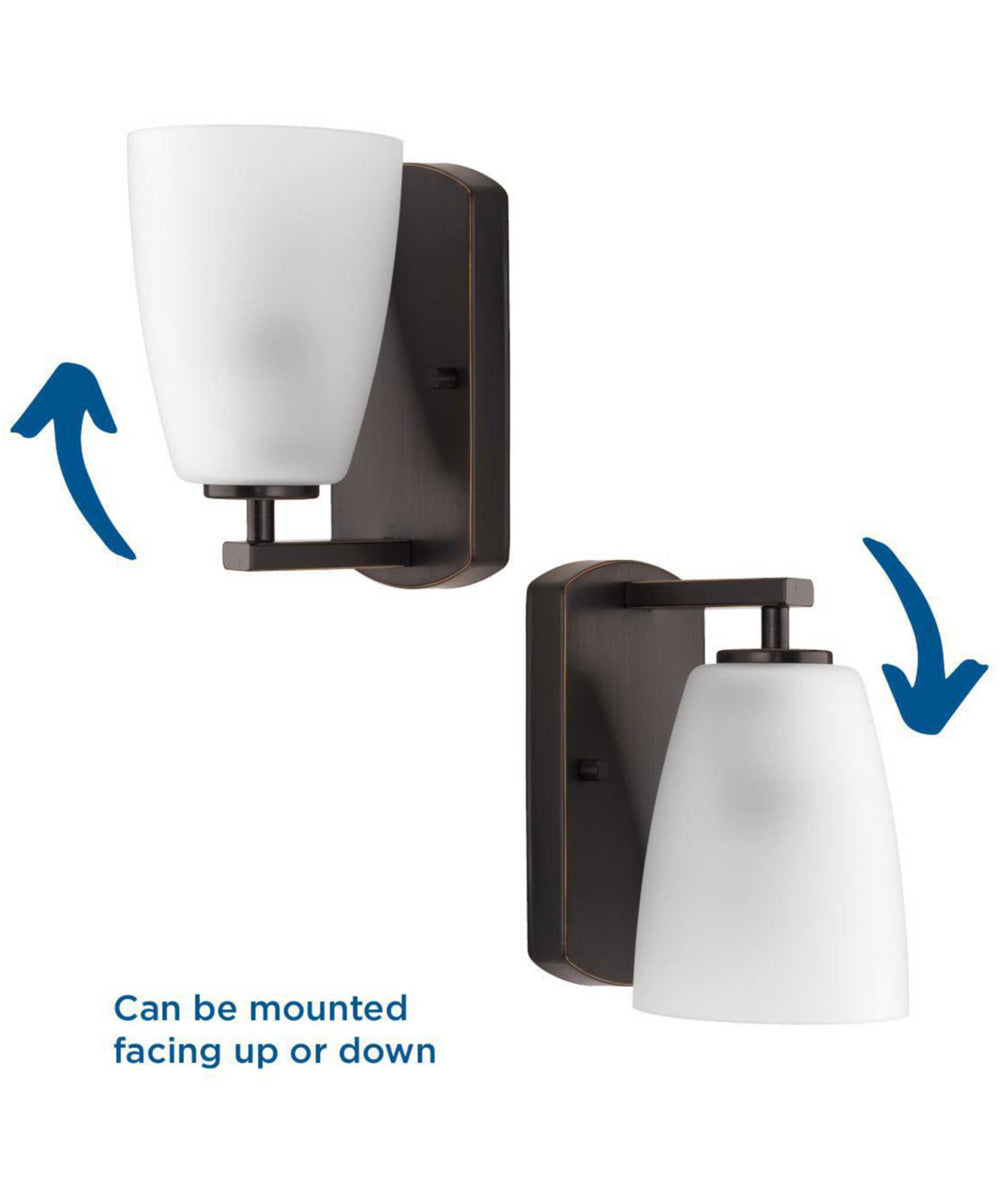 Leap 1-Light Etched Glass Modern Bath Vanity Light Antique Bronze