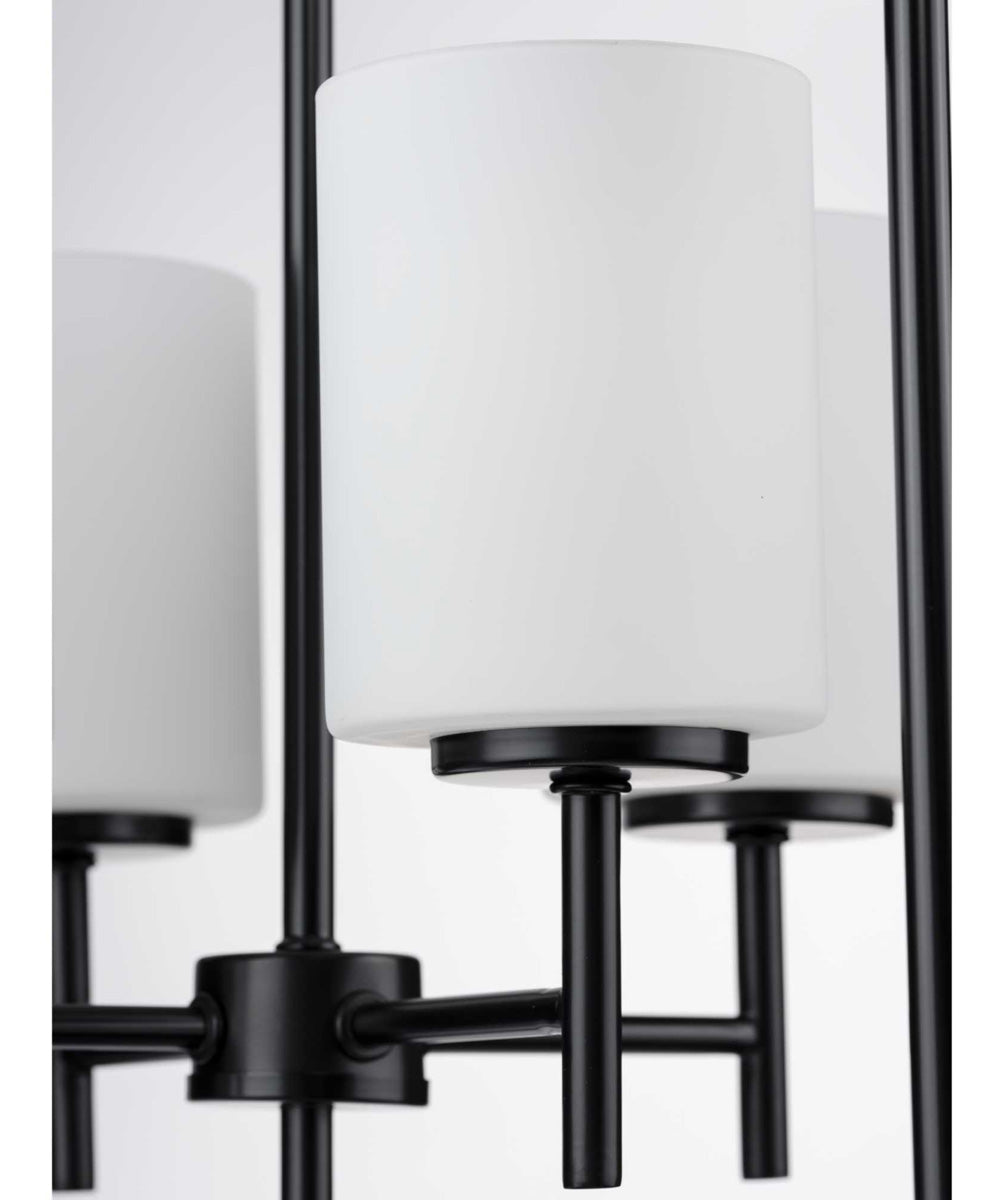 Replay 4-Light Etched White Glass Modern Pendant Light Textured Black