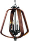 19"W Road House 4-Light Chandelier Barn Wood / Iron Ore
