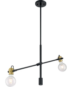 5"W Mantra 2-Light Pendant Black / Brass Accents