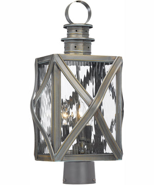 Artistic-Lighting 3-Light Post Lantern Olde Bay Finish/Clear Water Glass