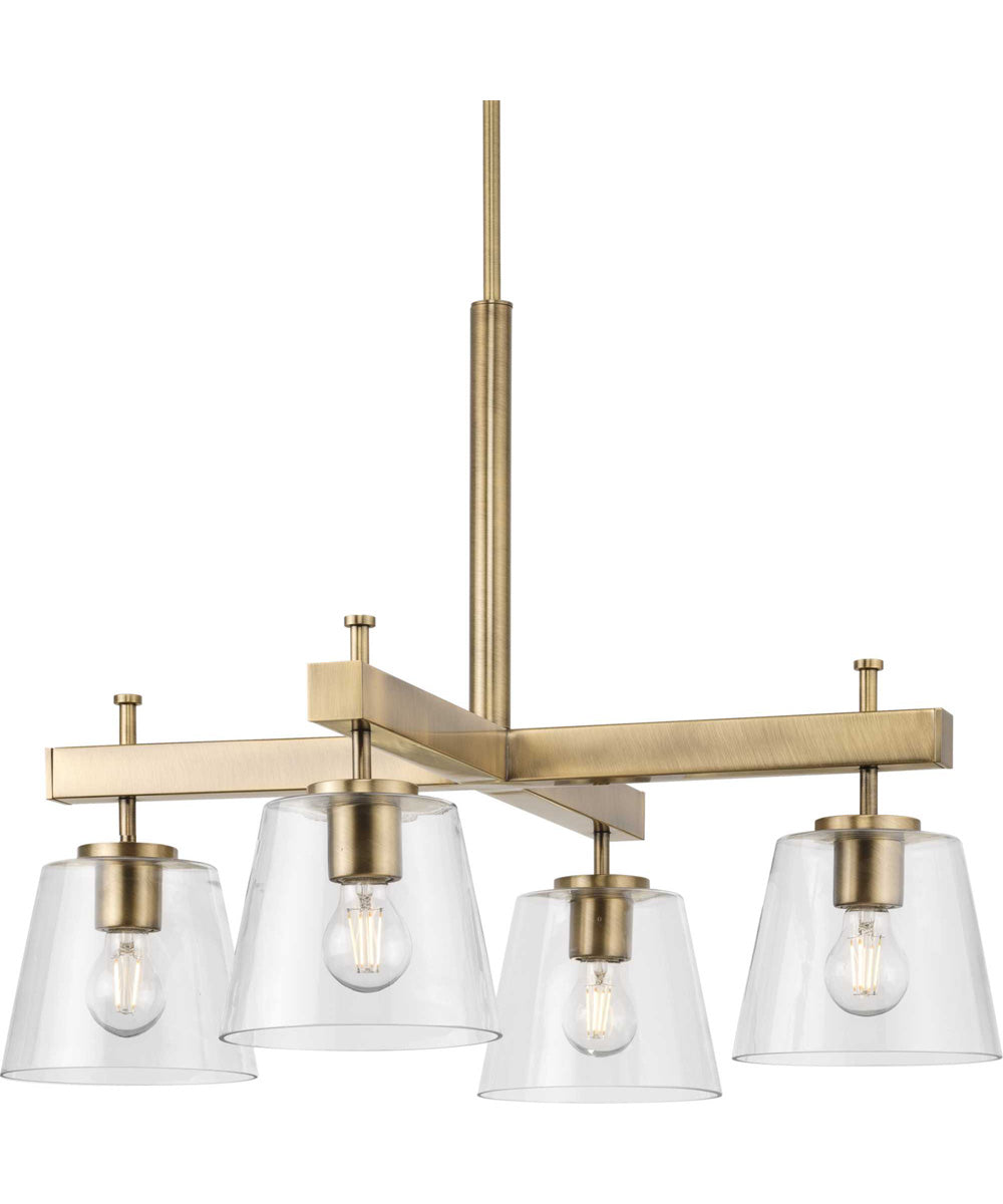 Saffert 4-Light New Traditional Clear Glass Chandelier Light Vintage Brass