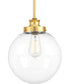 Penn 1-Light Clear Glass Farmhouse Pendant Light Natural Brass