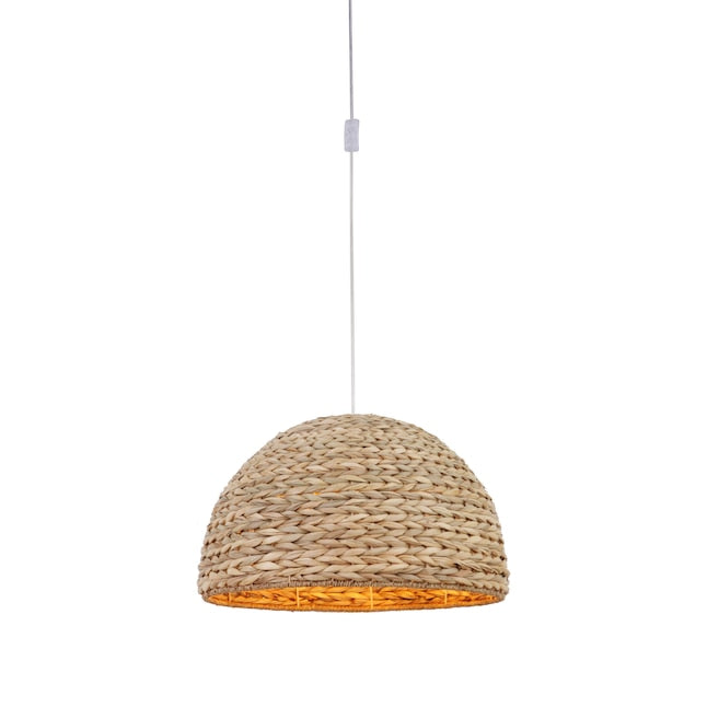 1-Light Plug In Swag Pendant Natural Woven Wicker, 22"w