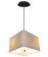 16" W 2 Light Pendant Rounded Corner Square Oatmeal Drum Shade with Diffuser, Black Cord