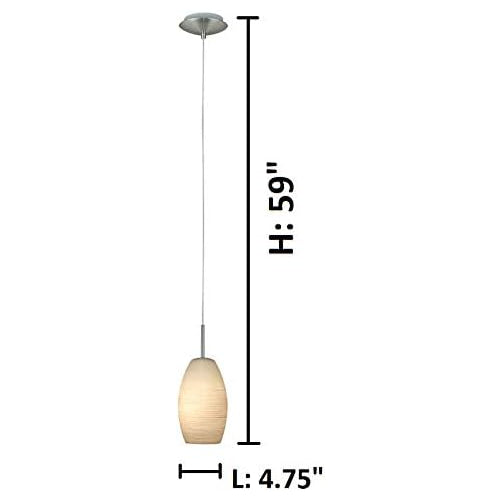 Batista 4.75"W 1-Light  Mini Pendant Light Fixture by Eglo Matte Nickel Finish with White Wiped Glass