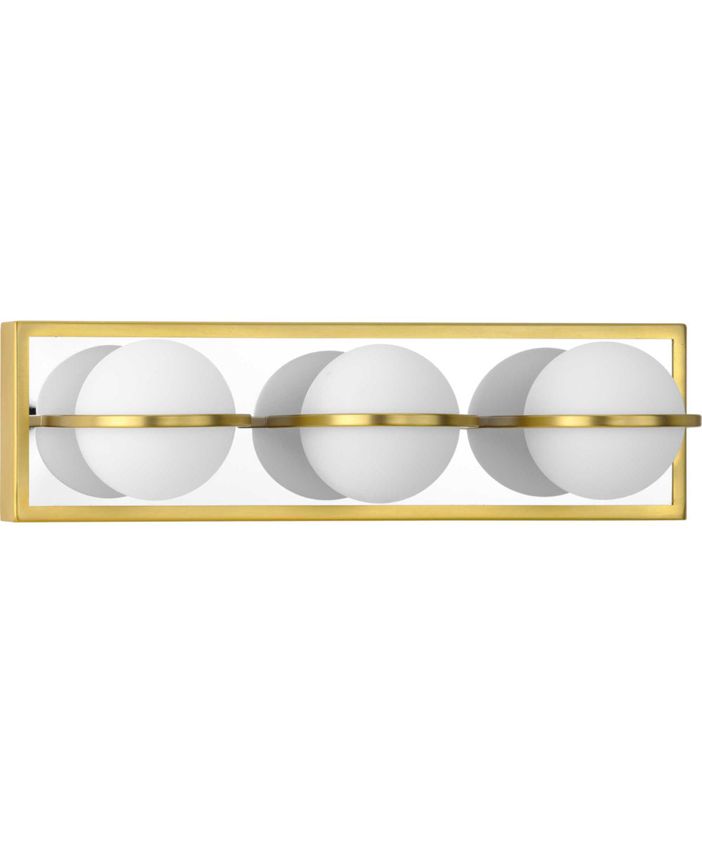 Pearl LED 3-Light Opal Glass Modern Style Bath Vanity Wall Light Satin Brass