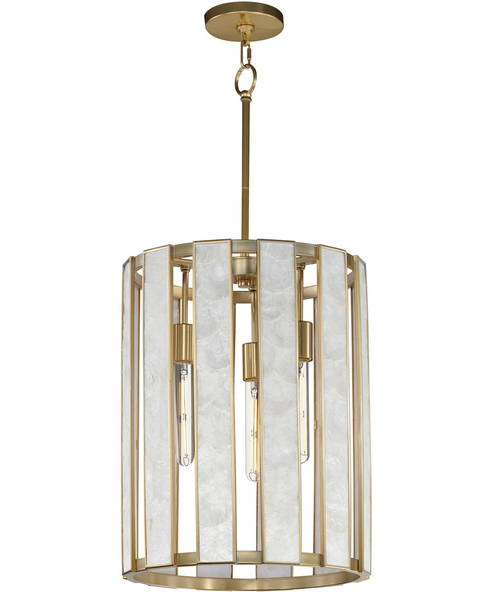 Miramar 3-Light Foyer Pendant Capiz / Natural Aged Brass
