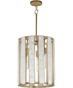 Miramar 3-Light Foyer Pendant Capiz / Natural Aged Brass
