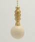Ceramic Ivory Ball Ceiling Fan Pull, 2"h with 12" Polished Brass Chain
