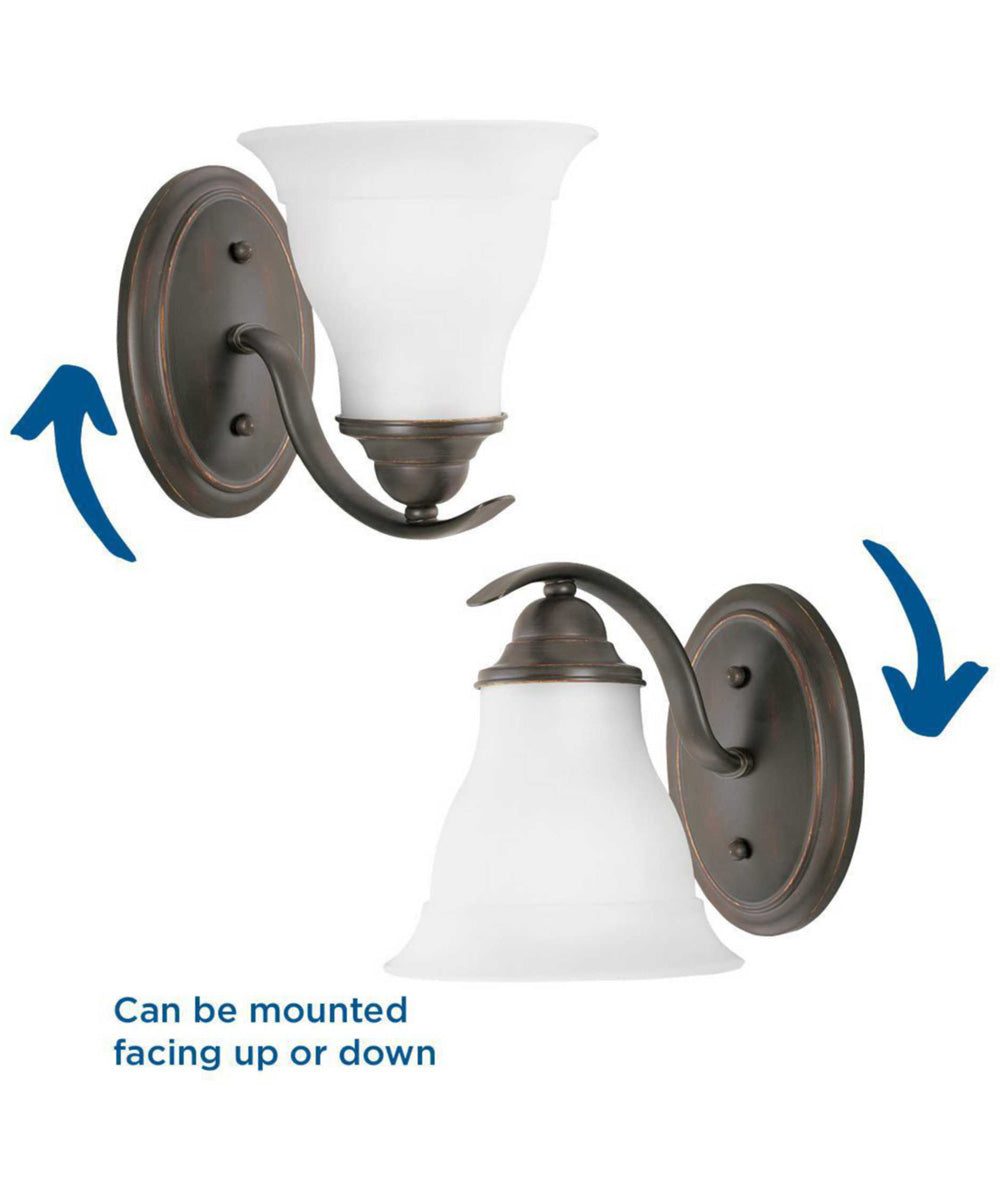 Trinity 1-Light Etched Glass Traditional Bath Vanity Light Antique Bronze