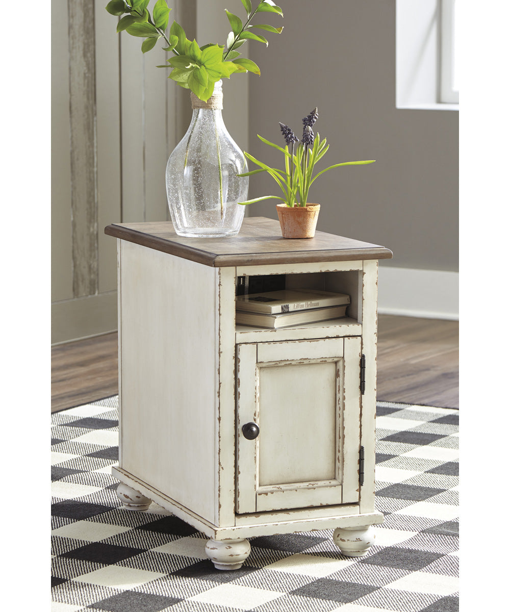 23"H Realyn Chair Side End Table White/Brown
