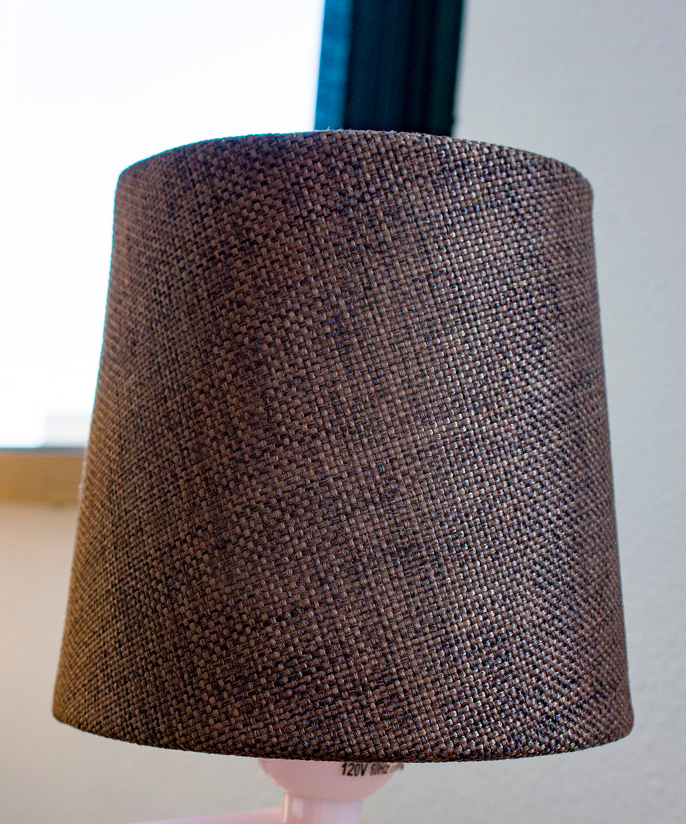 6"W x 5"H Chocolate Burlap Drum Chandelier Clip-On Lampshade