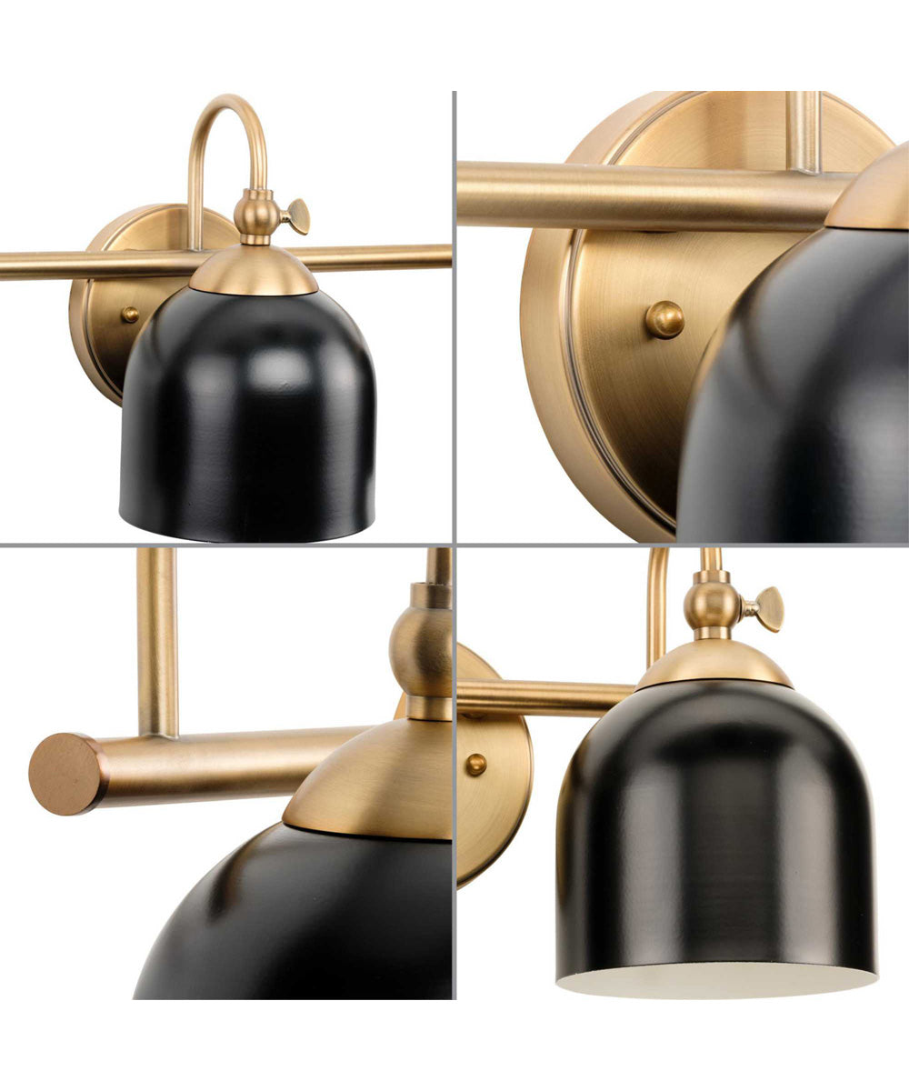 Dalton 3-Light Farmhouse Metal Shade Bath Vanity Light Vintage Brass