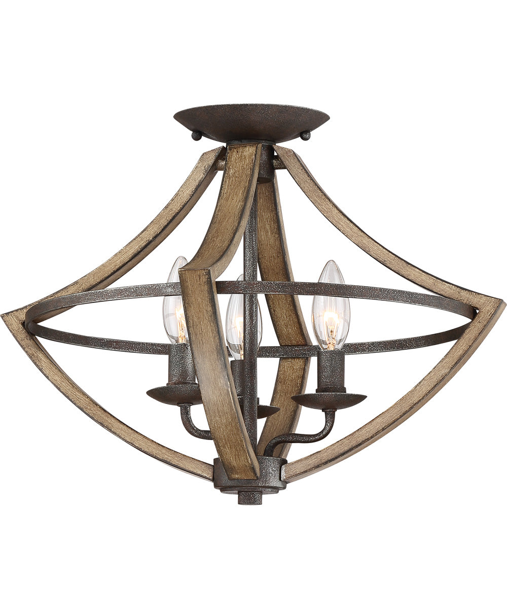 Shire 3-light Flush Mount Rustic Black