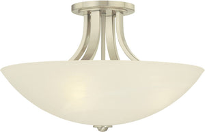 22"w Fireside 4-Light Semi Flushmount Satin Nickel